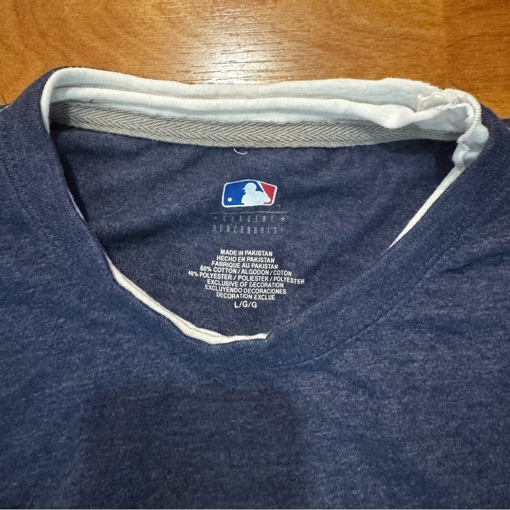 Vtg NY Yankees Center Logo Navy Blue T Shirt Embroidered Men’s Size Large RARE! - Picture 5 of 11